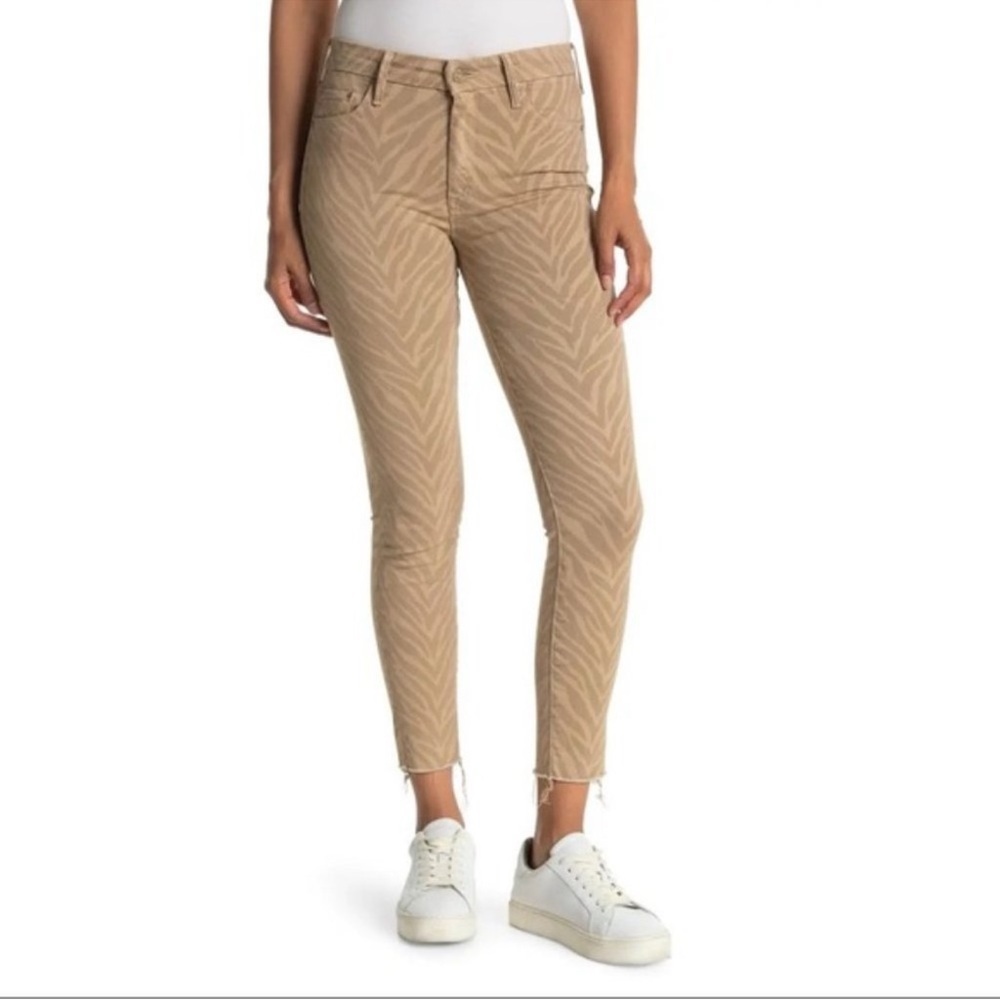 Mother Jeans Size 27 The Looker Ankle Fray in Sweet Stripes Khaki Dangerous Game - Picture 1 of 13